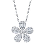 Shy Creation Jewelry - Kate 14K White Gold Diamond Baguette Flower Necklace | Manfredi Jewels