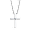 Shy Creation Jewelry - Kate 14K White Gold Diamond Bezel Cross Necklace | Manfredi Jewels