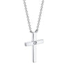 Shy Creation Jewelry - Kate 14K White Gold Diamond Bezel Cross Necklace | Manfredi Jewels