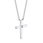 Shy Creation Jewelry - Kate 14K White Gold Diamond Bezel Cross Necklace | Manfredi Jewels