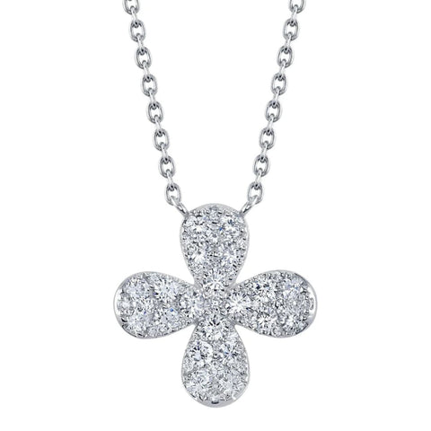Kate 14K White Gold Diamond Flower Necklace