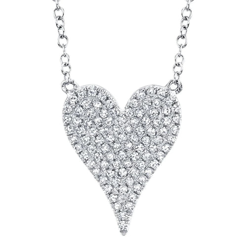 Shy Creation Jewelry - Kate 14K White Gold Diamond Pave Heart Necklace | Manfredi Jewels