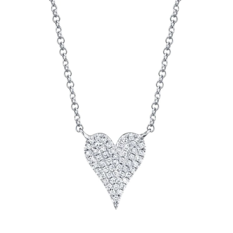 Shy Creation Jewelry - Kate 14K White Gold Diamond Pavé Heart Pendant Necklace | Manfredi Jewels