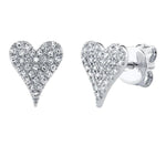 Shy Creation Jewelry - Kate 14K White Gold Diamond Pave Heart Stud Earrings | Manfredi Jewels