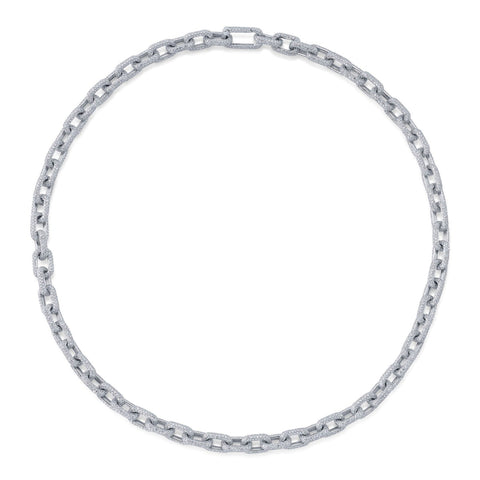 Kate 14K White Gold 19.30 ct Diamond Pave Link Necklace