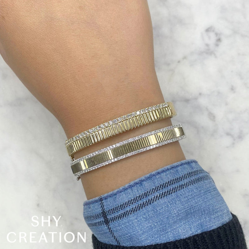 Shy Creation Jewelry - Kate 14K Yellow & White Gold 1.06 ct Diamond Bangle Bracelet | Manfredi Jewels