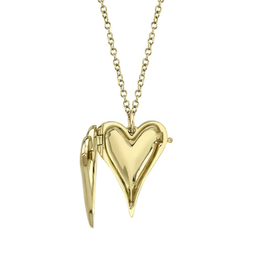 Shy Creation Jewelry - Kate 14K Yellow Gold 0.13 ct Diamond Accent Heart Locket Necklace | Manfredi Jewels