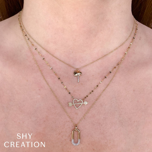 Shy Creation Jewelry - Kate 14K Yellow Gold 0.16 ct Heart & Arrow Diamond Pavé Necklace | Manfredi Jewels