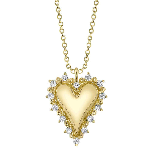 Shy Creation Jewelry - Kate 14K Yellow Gold 0.18 ct Heart Diamond Accent Necklace | Manfredi Jewels