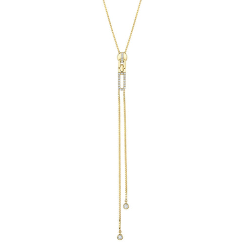 Shy Creation Jewelry - Kate 14K Yellow Gold 0.29 ct Diamond Bezel Zipper Bolo Necklace | Manfredi Jewels