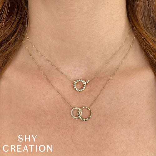 Shy Creation Jewelry - Kate 14K Yellow Gold 0.54 ct Diamond Pavé Circle Pendant Necklace | Manfredi Jewels