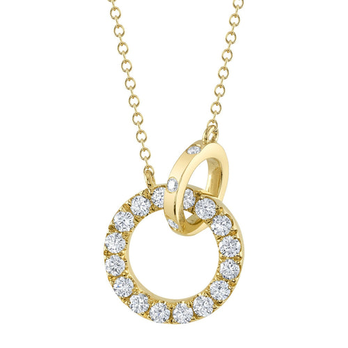 Shy Creation Jewelry - Kate 14K Yellow Gold 0.54 ct Diamond Pavé Circle Pendant Necklace | Manfredi Jewels