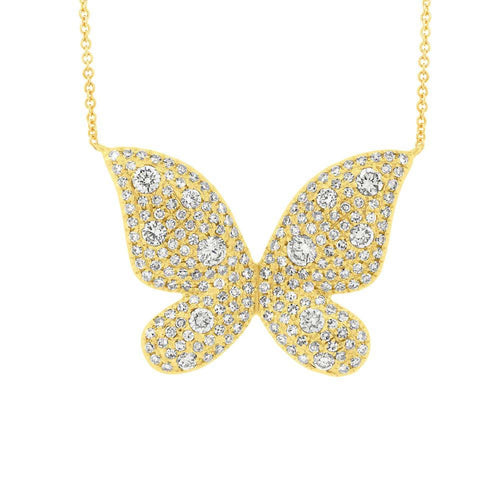 Shy Creation Jewelry - Kate 14K Yellow Gold 0.69 ct Diamond Pavé Butterfly Necklace | Manfredi Jewels