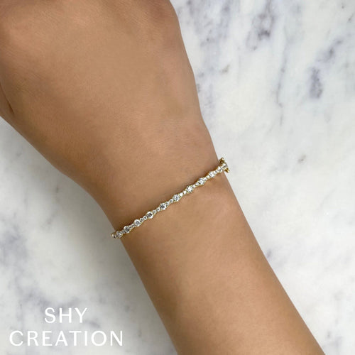 Shy Creation Jewelry - Kate 14K Yellow Gold 1.30 ct Diamond Bangle Bracelet | Manfredi Jewels