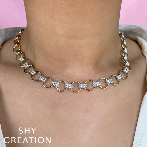Shy Creation Jewelry - Kate 14K Yellow Gold 2.13 ct Diamond Link Necklace | Manfredi Jewels