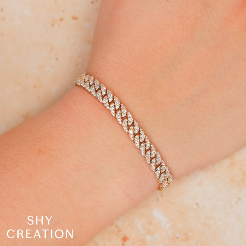 Shy Creation Bracelet - Kate 14K Yellow Gold 4.10 ct Diamond Pavé Link Bracelet | Manfredi Jewels