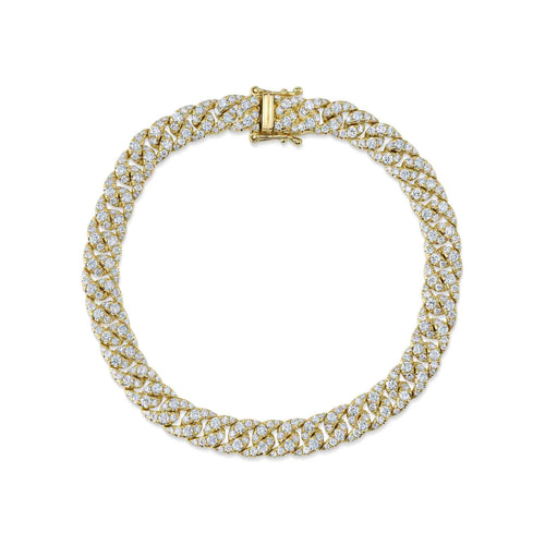 Shy Creation Bracelet - Kate 14K Yellow Gold 4.10 ct Diamond Pavé Link Bracelet | Manfredi Jewels