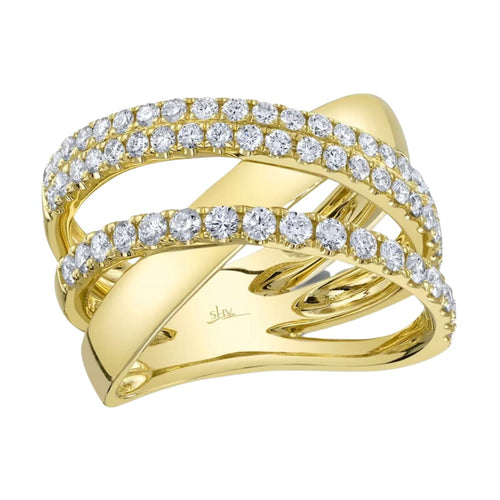 Shy Creation Jewelry - Kate 14K Yellow Gold Diamond Bridge Ring | Manfredi Jewels
