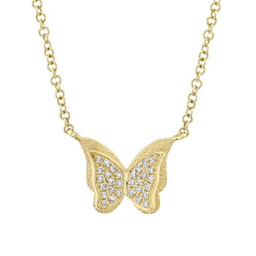 Shy Creation Jewelry - Kate 14K Yellow Gold Diamond Butterfly Necklace | Manfredi Jewels