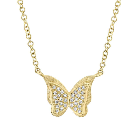 Kate 14K Yellow Gold Diamond Butterfly Pavé Necklace