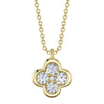 Shy Creation Jewelry - Kate 14K Yellow Gold Diamond Clover Necklace | Manfredi Jewels