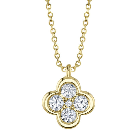 Kate 14K Yellow Gold Diamond Clover Necklace