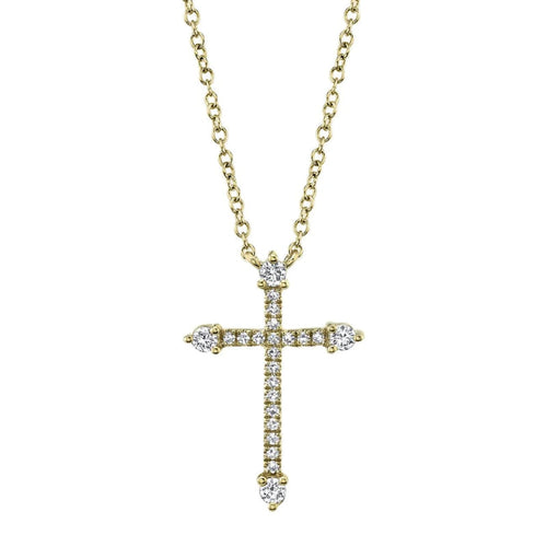 Shy Creation Jewelry - Kate 14K Yellow Gold Diamond Cross Necklace | Manfredi Jewels