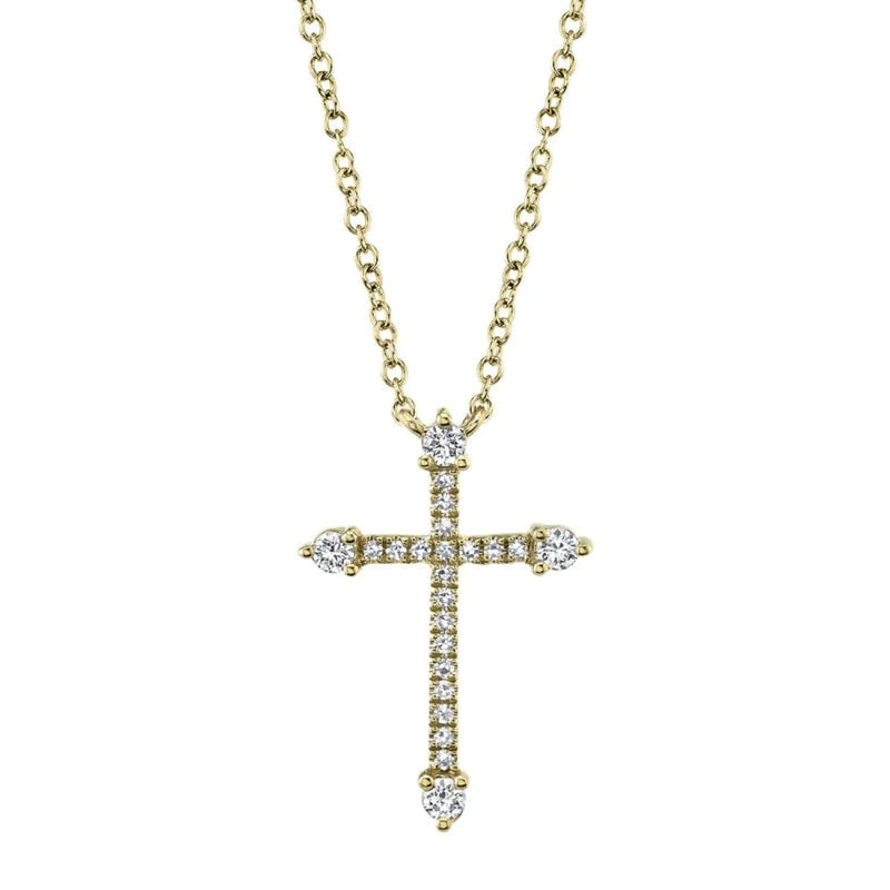 Shy Creation Jewelry - Kate 14K Yellow Gold Diamond Cross Necklace | Manfredi Jewels