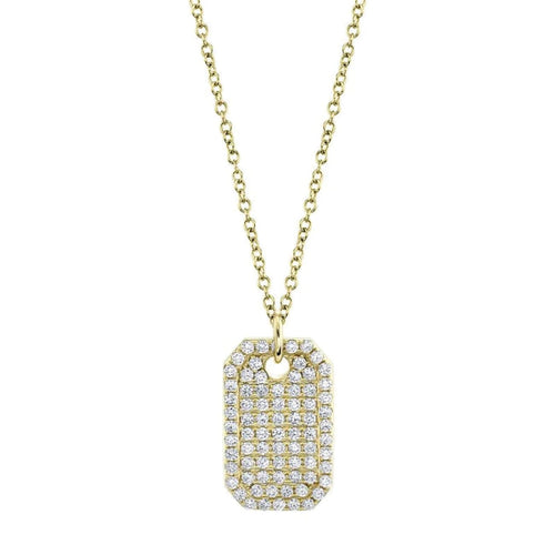 Shy Creation Jewelry - Kate 14K Yellow Gold Diamond Dog Tag Necklace | Manfredi Jewels