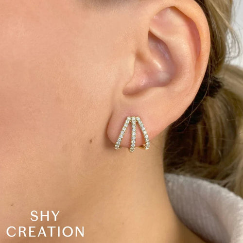 Shy Creation Jewelry - Kate 14K Yellow Gold Diamond Earrings | Manfredi Jewels