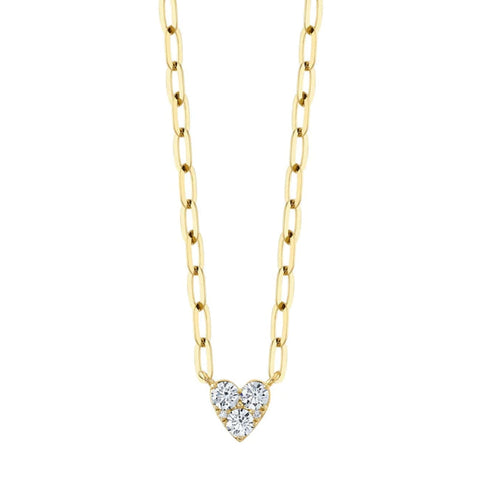 Kate 14K Yellow Gold Diamond Heart Paper Clip Link Necklace
