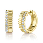 Shy Creation Jewelry - Kate 14K Yellow Gold Diamond Huggie Earrings | Manfredi Jewels