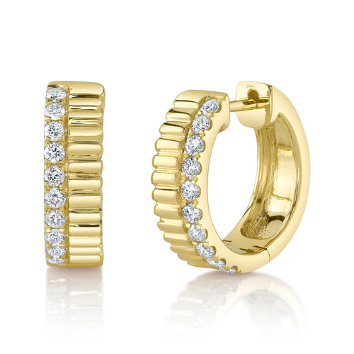 Shy Creation Jewelry - Kate 14K Yellow Gold Diamond Huggie Earrings | Manfredi Jewels
