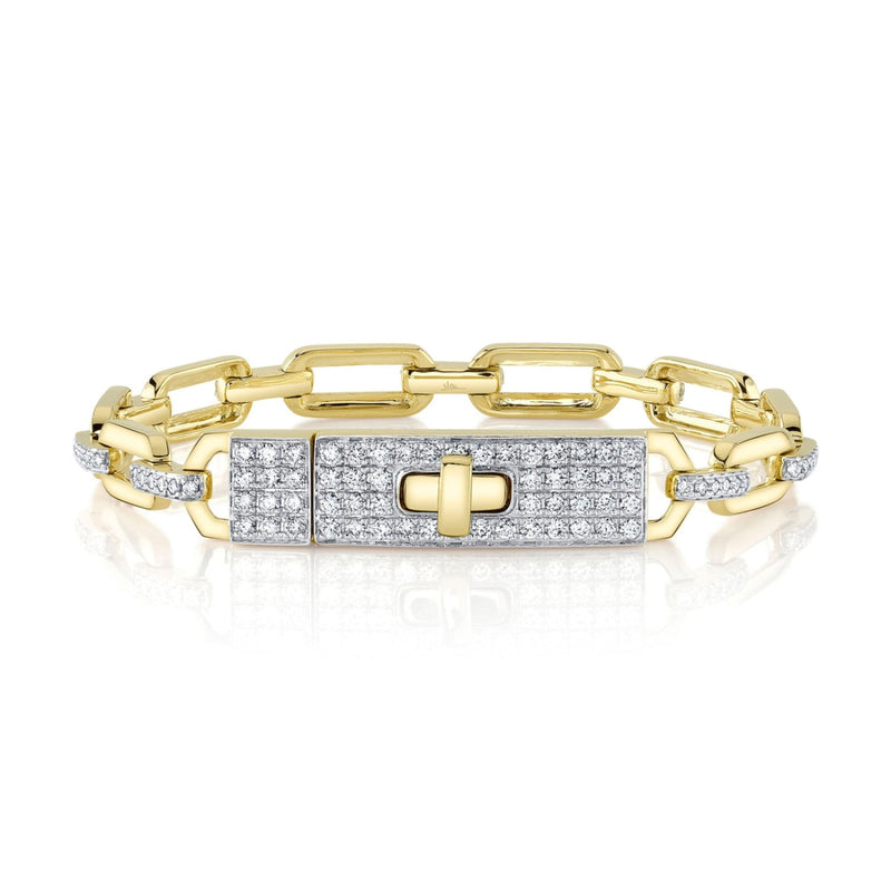 Shy Creation Jewelry - Kate 14K Yellow Gold Diamond Link Bracelet | Manfredi Jewels