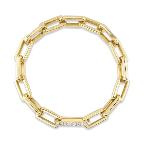Shy Creation Jewelry - Kate 14K Yellow Gold Diamond Link Bracelet | Manfredi Jewels