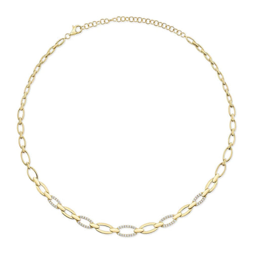 Shy Creation Jewelry - Kate 14K Yellow Gold Diamond Link Necklace | Manfredi Jewels