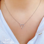 Shy Creation Jewelry - Kate 14K Yellow Gold Diamond Open Heart Necklace | Manfredi Jewels