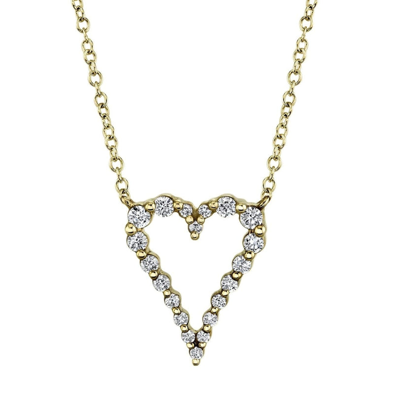 Shy Creation Jewelry - Kate 14K Yellow Gold Diamond Open Heart Necklace | Manfredi Jewels