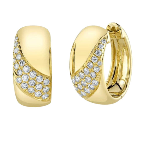 Shy Creation Jewelry - Kate 14K Yellow Gold Diamond Oval Hoop Earrings | Manfredi Jewels