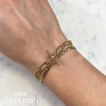 Shy Creation Jewelry - Kate 14K Yellow Gold Diamond Paper Clip Link Bracelet | Manfredi Jewels