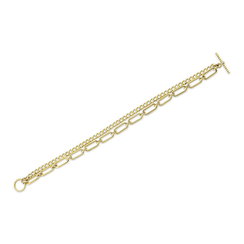 Shy Creation Jewelry - Kate 14K Yellow Gold Diamond Paper Clip Link Bracelet | Manfredi Jewels