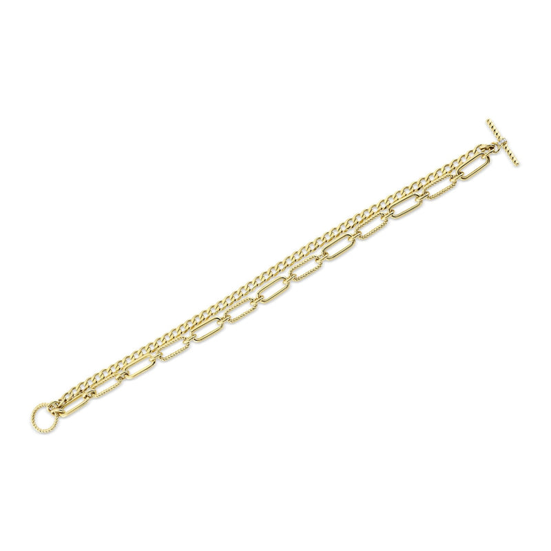 Shy Creation Jewelry - Kate 14K Yellow Gold Diamond Paper Clip Link Bracelet | Manfredi Jewels