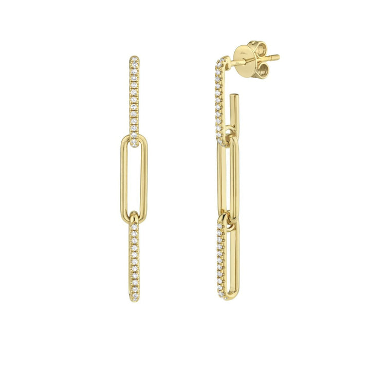 Shy Creation Jewelry - Kate 14K Yellow Gold & Diamond Paper Clip Link Earrings | Manfredi Jewels