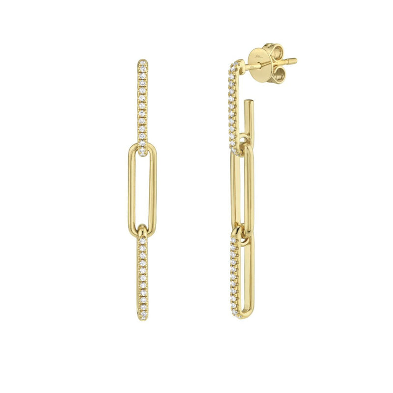 Shy Creation Jewelry - Kate 14K Yellow Gold & Diamond Paper Clip Link Earrings | Manfredi Jewels