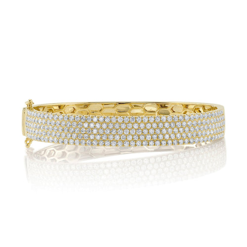 Shy Creation Jewelry - Kate 14K Yellow Gold Diamond Pave Bangle Bracelet | Manfredi Jewels