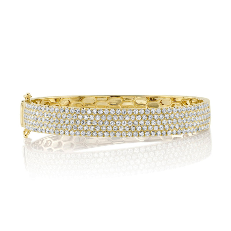 Shy Creation Jewelry - Kate 14K Yellow Gold Diamond Pave Bangle Bracelet | Manfredi Jewels