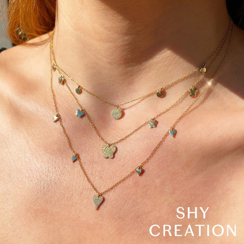 Shy Creation Jewelry - Kate 14K Yellow Gold Diamond Pave Butterfly Necklace | Manfredi Jewels