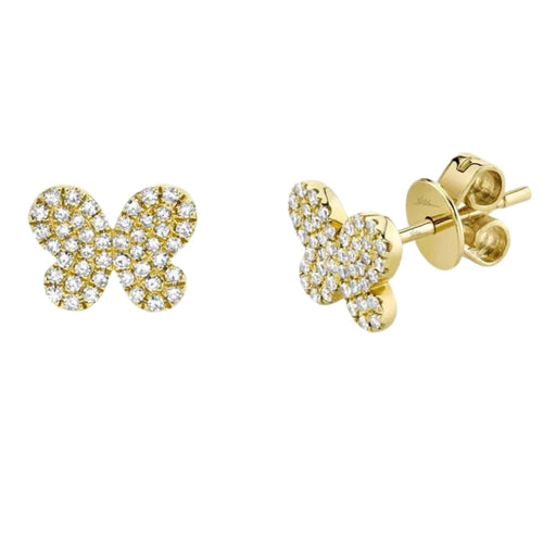 Shy Creation Jewelry - Kate 14K Yellow Gold Diamond Pave Butterfly Stud Earrings | Manfredi Jewels