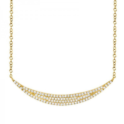 Shy Creation Jewelry - Kate 14K Yellow Gold Diamond Pave Crescent Necklace | Manfredi Jewels