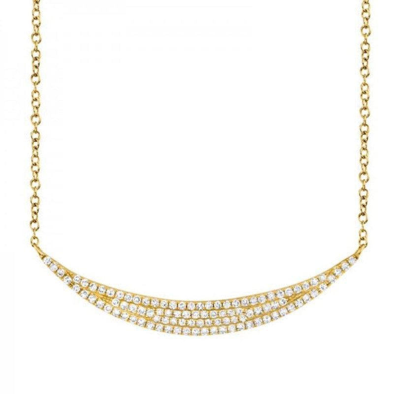 Shy Creation Jewelry - Kate 14K Yellow Gold Diamond Pave Crescent Necklace | Manfredi Jewels